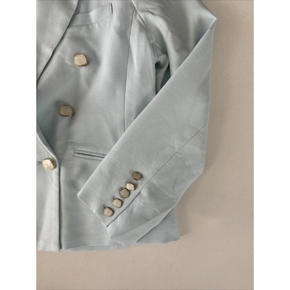 HOUSE OF HARLOW Ice Blue Double Breasted Blazer W/Beautiful Button Detail Sz M - Picture 3 of 5